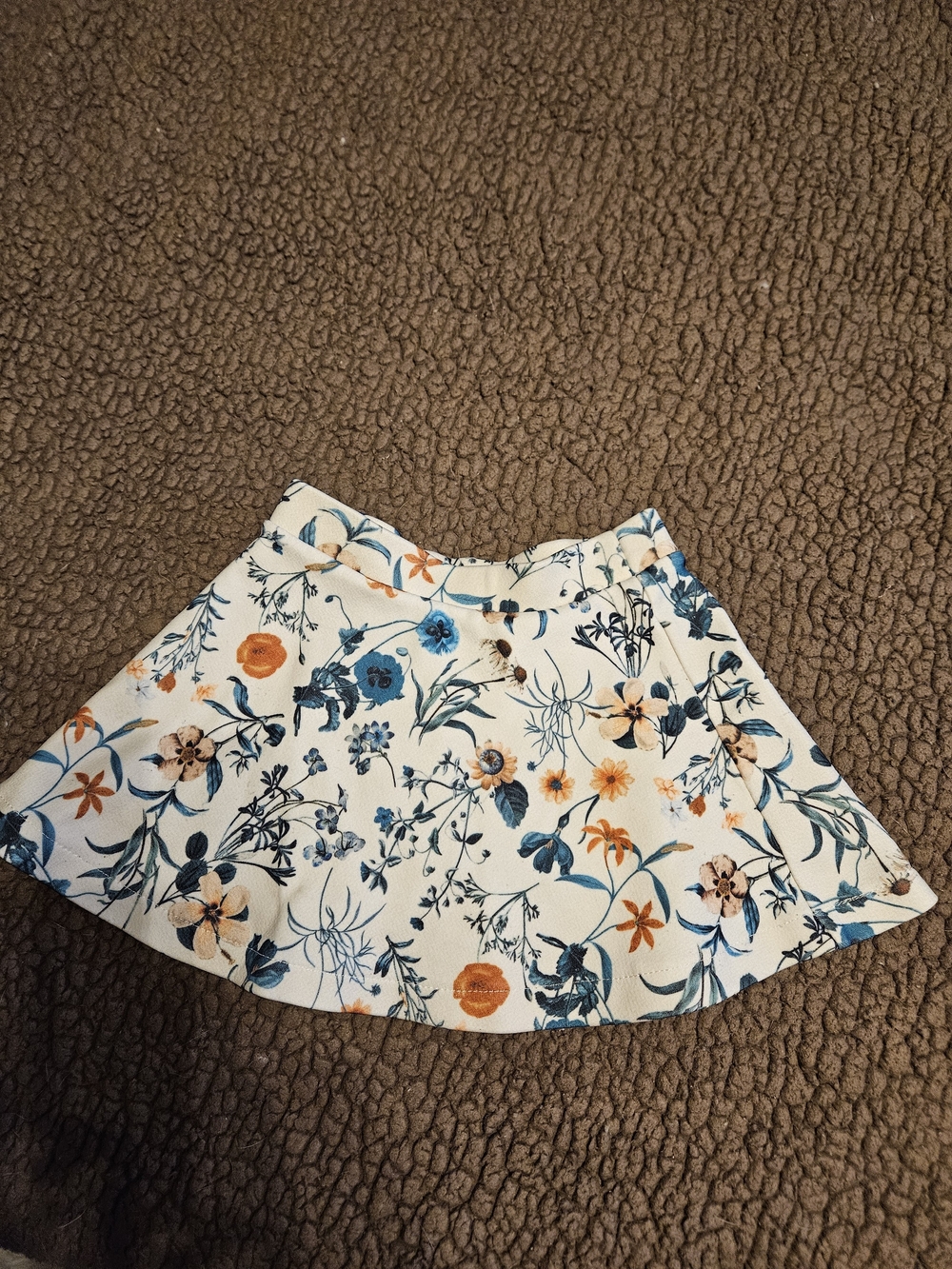 Zara Girls Floral Skirt - White with Blue & Orange Flowers